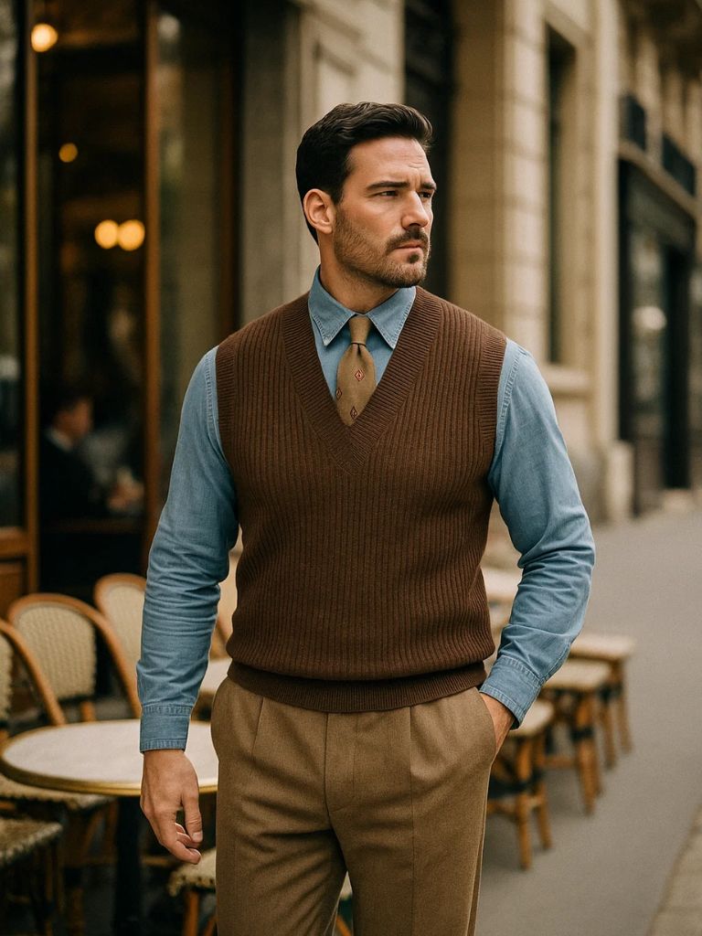Men’s Knit Sweater – Vest Waistcoat Casual Everyday Knitwear