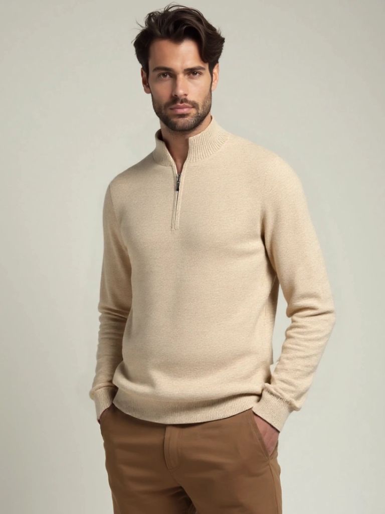 Men’s Knit Sweater – Merino Half Zip Casual Everyday Knitwear