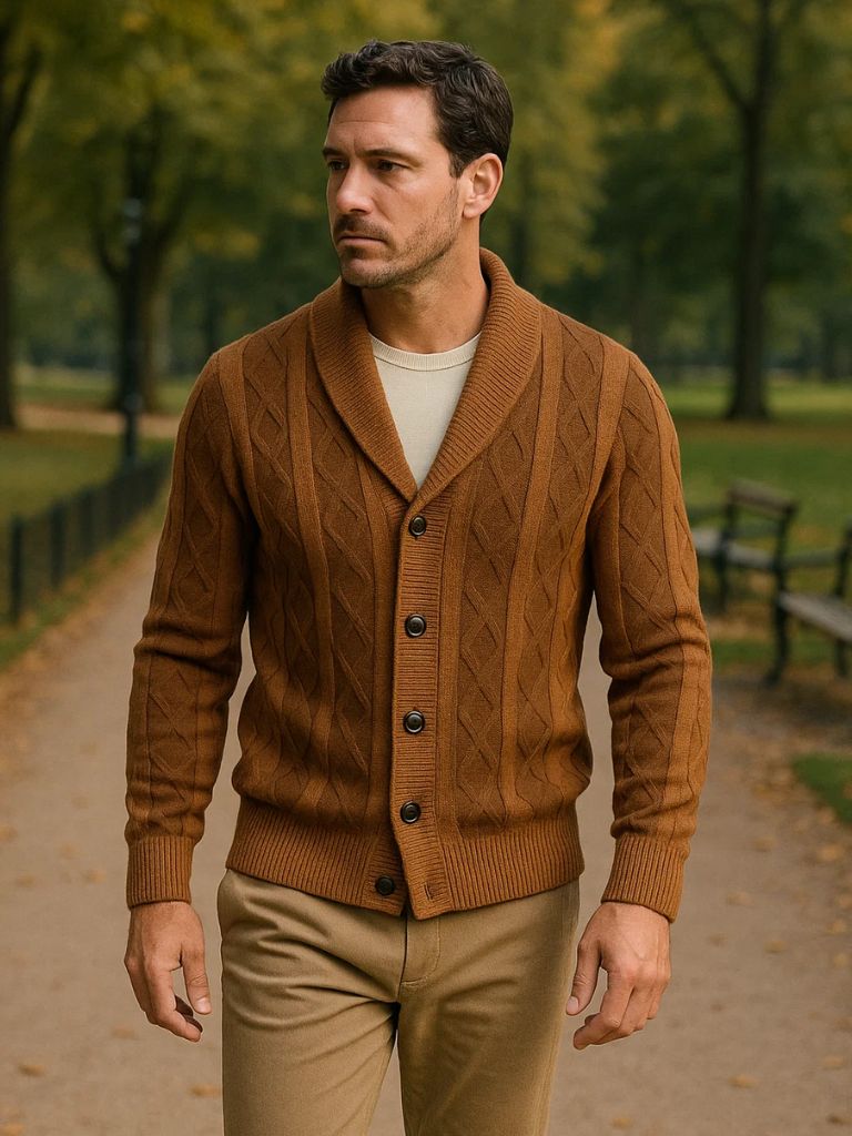 Men’s Cardigan Sweater – Minimalist Casual Everyday Knitwear