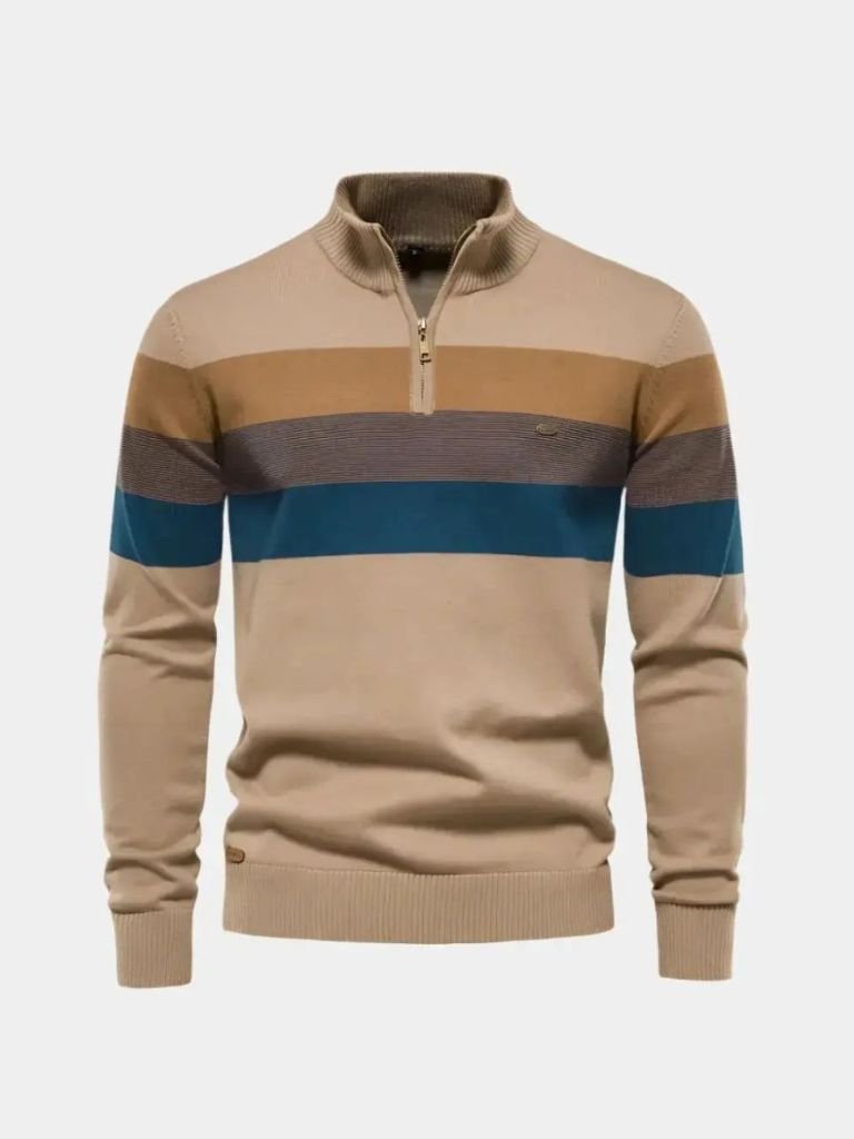 Men’s Knit Sweater – Minimalist High Collar Casual Everyday Knitwear