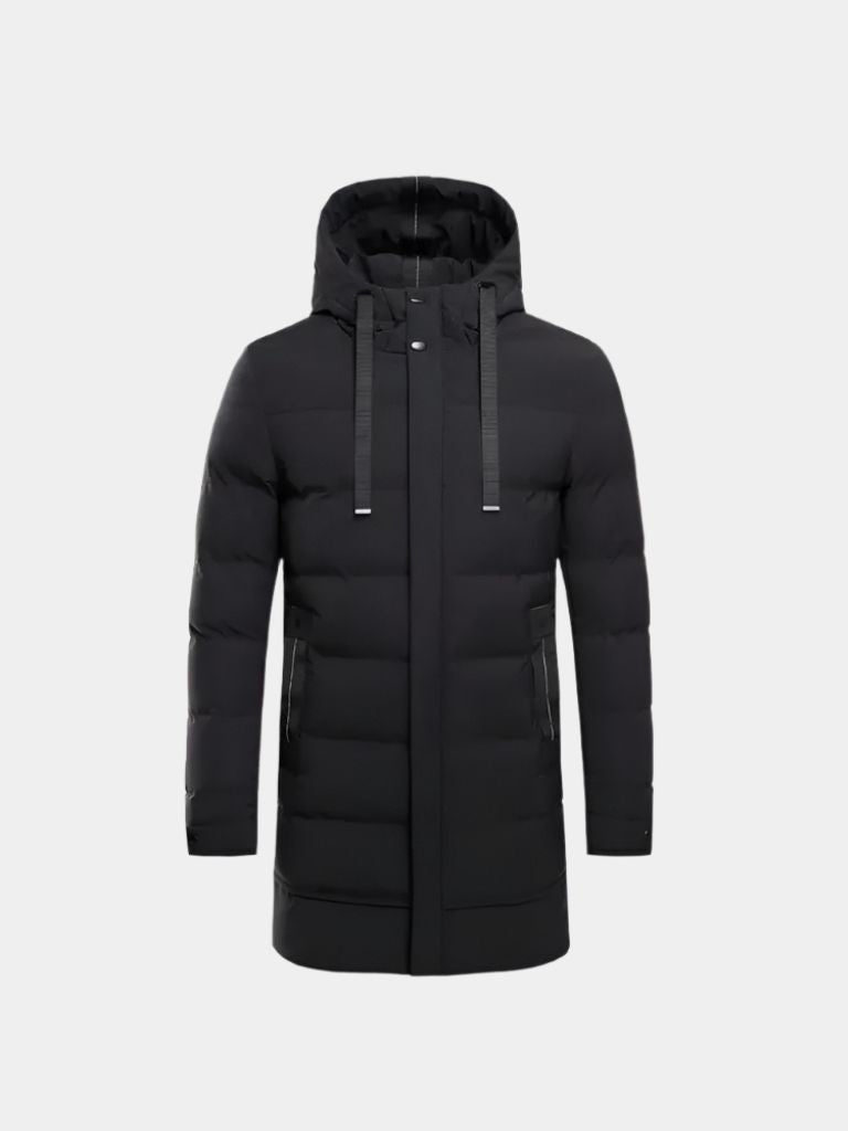 Men’s Puffer Jacket – Minimalist Long Quilted Winter Warmth