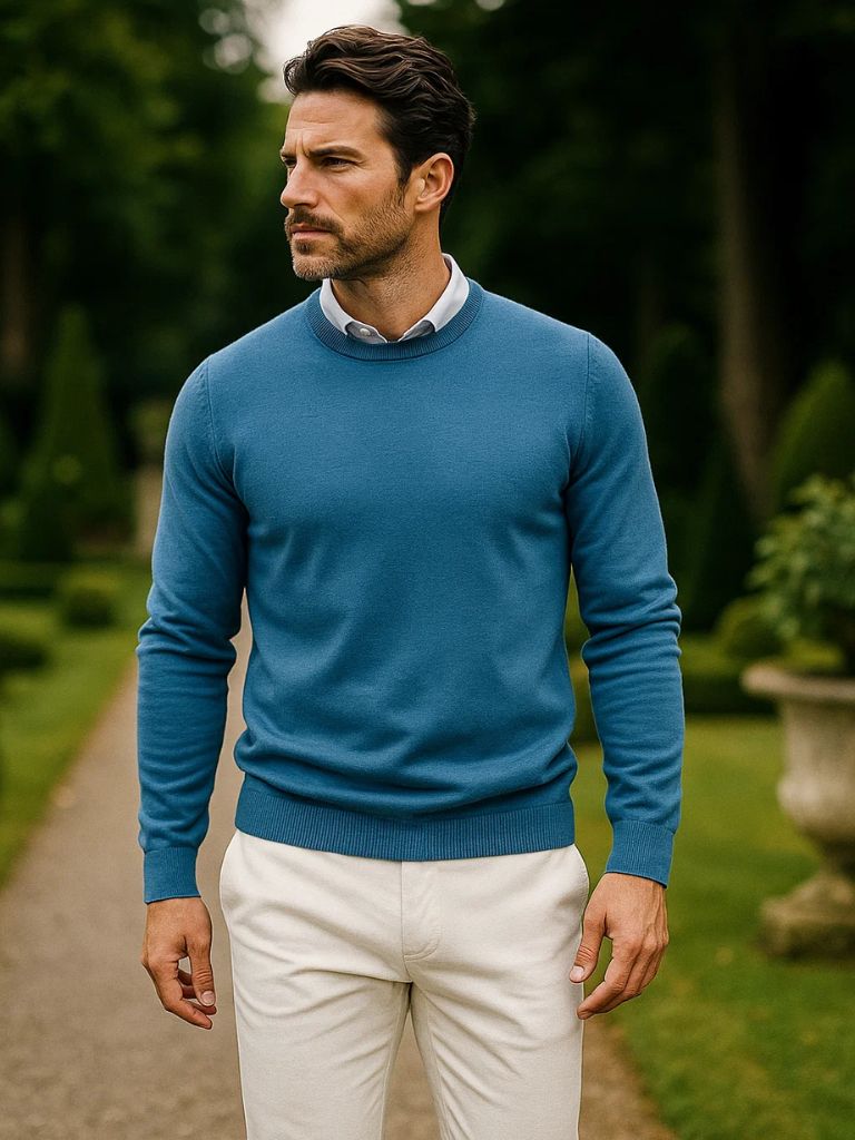 Men’s Knit Sweater – Minimalist Pullover Crosss Casual Everyday Knitwear