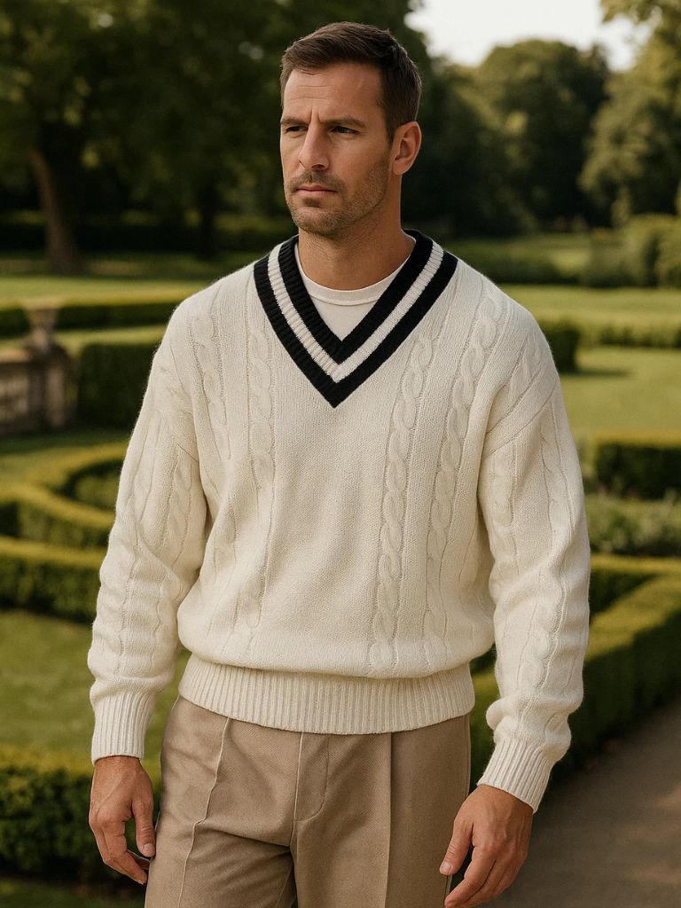 Men’s Knit Sweater – Minimalist Neck Casual Everyday Knitwear