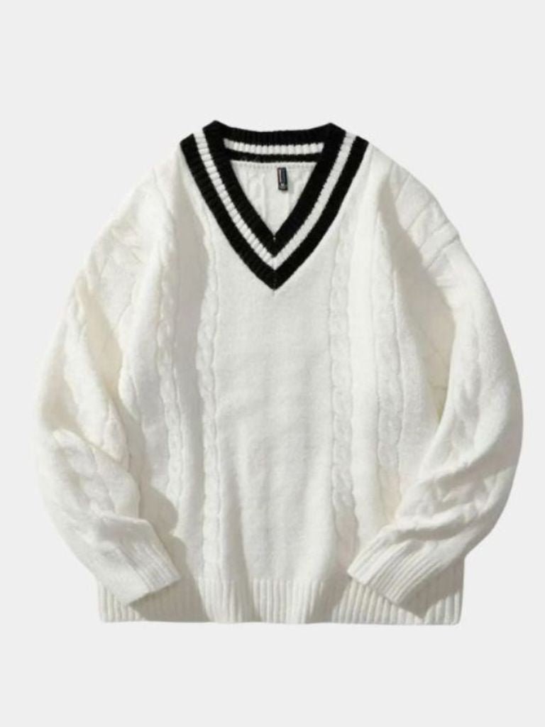 Men’s Knit Sweater – Minimalist Neck Casual Everyday Knitwear