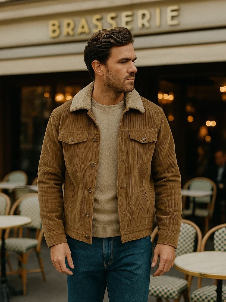 Men’s Corduroy Jacket – Minimalist Vintage Retro Textured Design