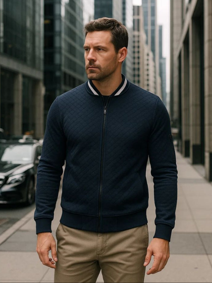 Men’s Bomber Jacket – Textured Minimalist Streetwear Modern Streetwear Fit