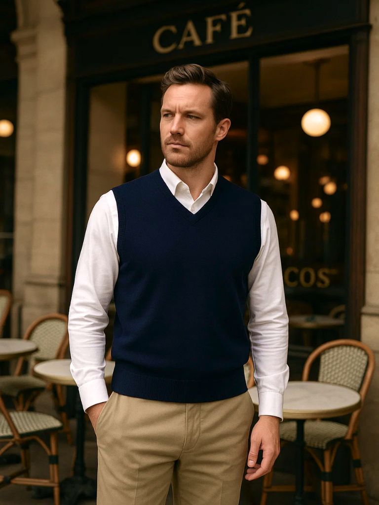 Men’s Cashmere Sweater – Neck Vest Soft Luxury Knit