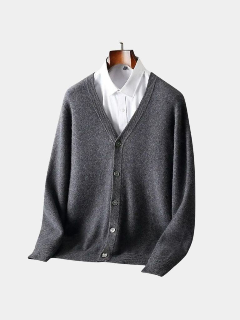 Men’s Cardigan Sweater – Merino Wool Neck Casual Everyday Knitwear