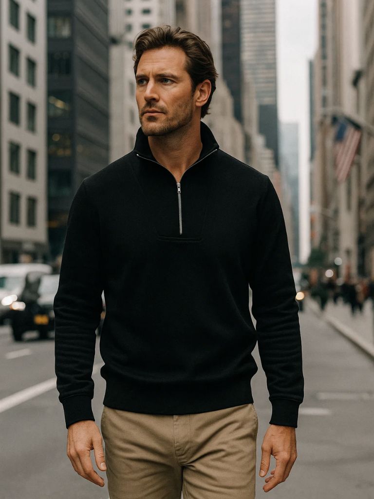 Men’s Hooded Jacket – Zip Black Lapel Casual Everyday Wear
