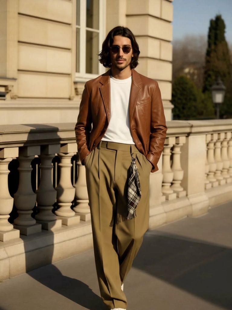 Men’s Leather Jacket – Bold Caramel Classic Moto Style