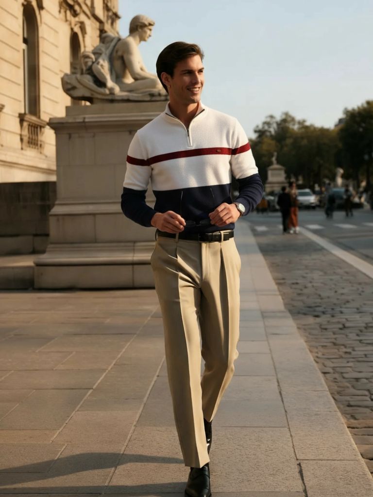 Men’s Knit Sweater – Quarter Zip Jumper Casual Everyday Knitwear