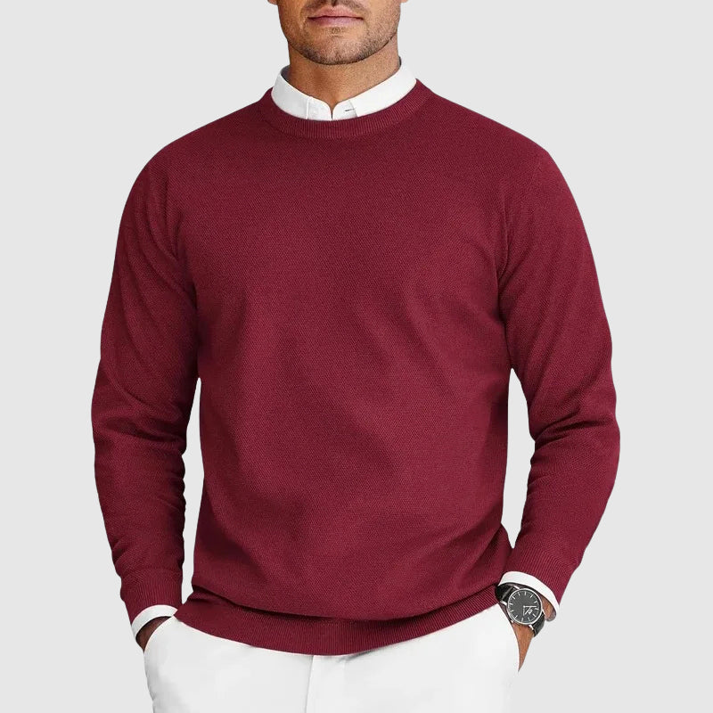 Men’s Tailored Crewneck Sweater – Signature Knit Design