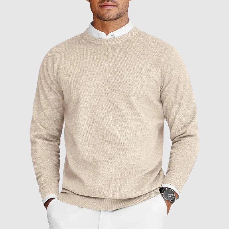 Men’s Tailored Crewneck Sweater – Signature Knit Design