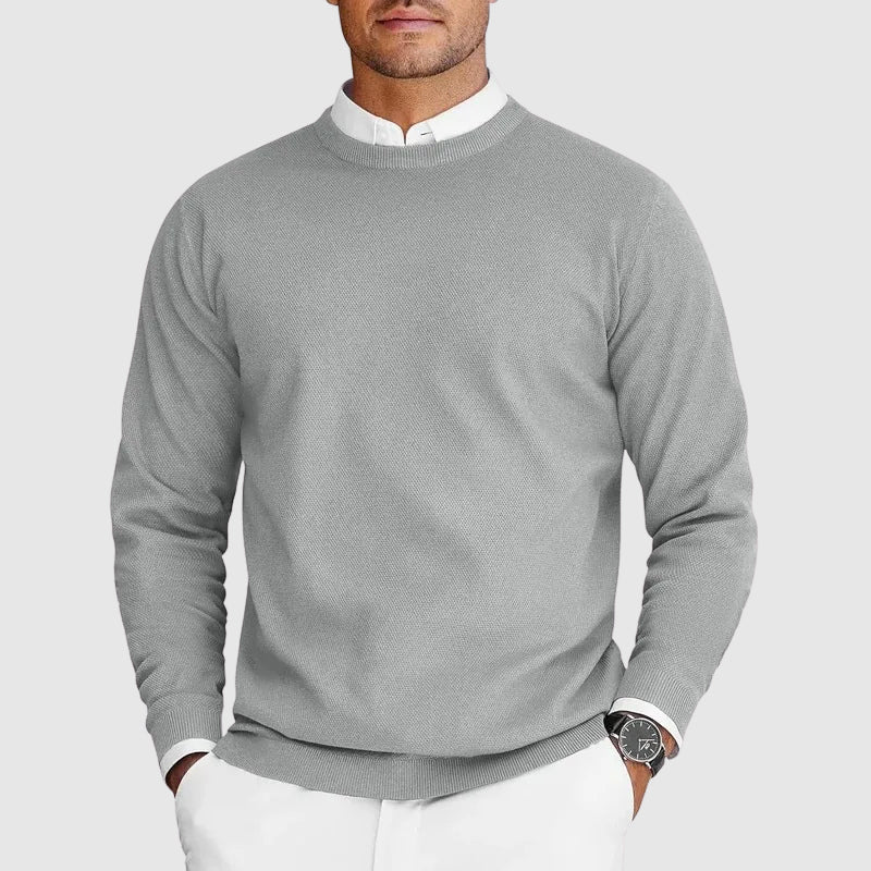 Men’s Tailored Crewneck Sweater – Signature Knit Design