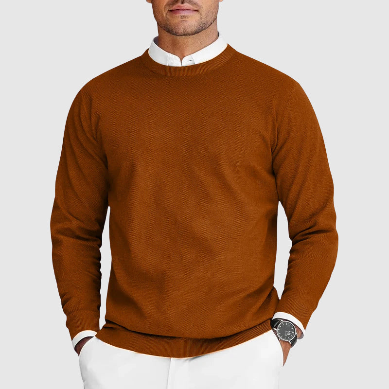 Men’s Tailored Crewneck Sweater – Signature Knit Design