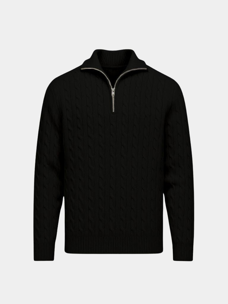 Men’s Knit Knit Sweater – Premium Cable Zip Casual Everyday Knitwear