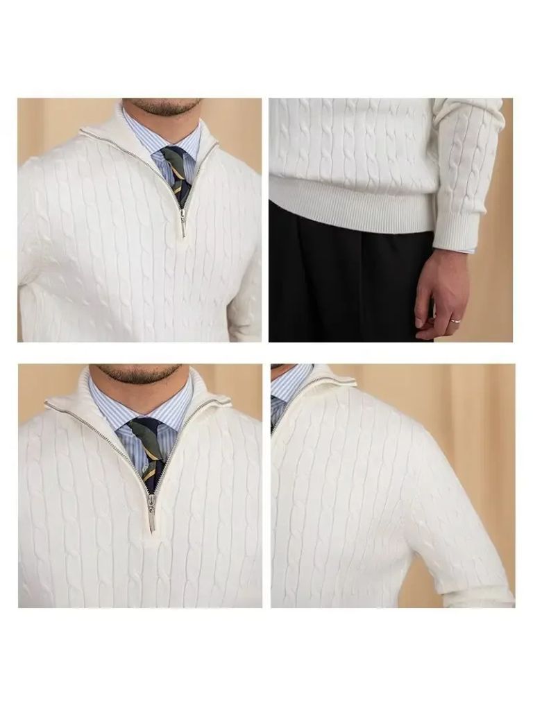 Men’s Knit Knit Sweater – Premium Cable Zip Casual Everyday Knitwear