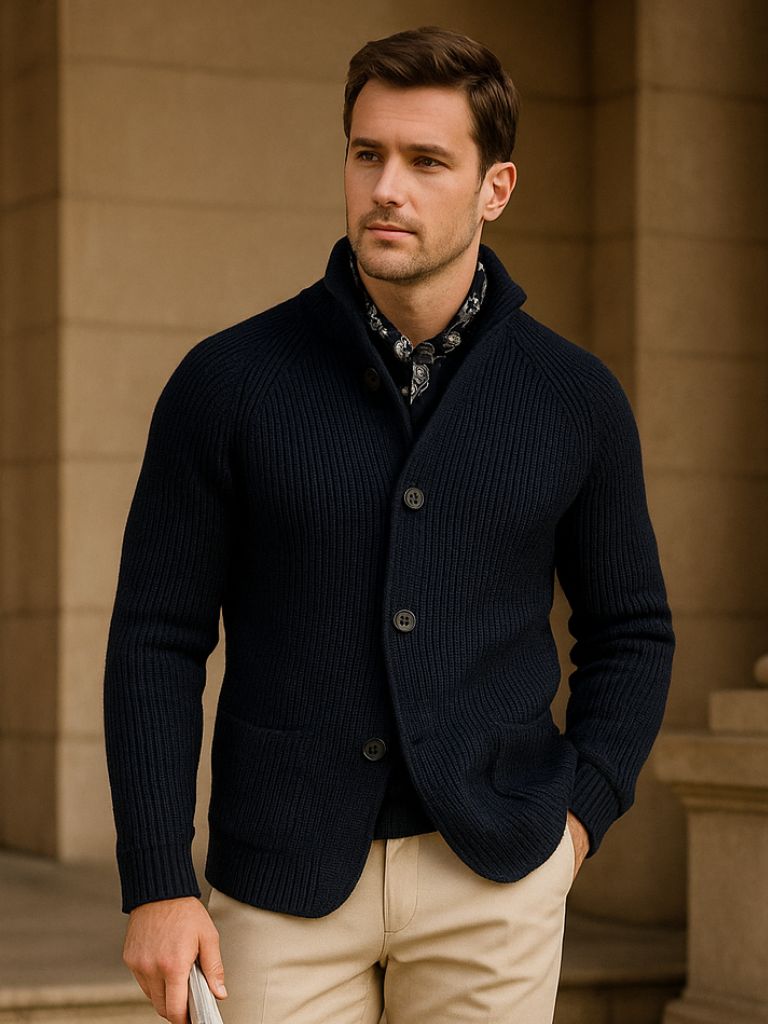 Men’s Knit Sweater – Heritage Botton Casual Everyday Knitwear