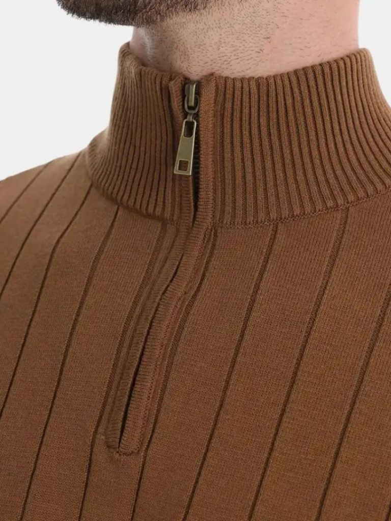 Men’s Knit Sweater – Cotton Vertical Stripes Casual Everyday Knitwear