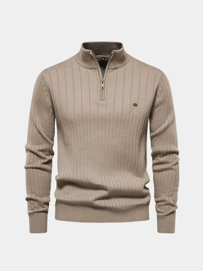 Men’s Knit Sweater – Cotton Vertical Stripes Casual Everyday Knitwear