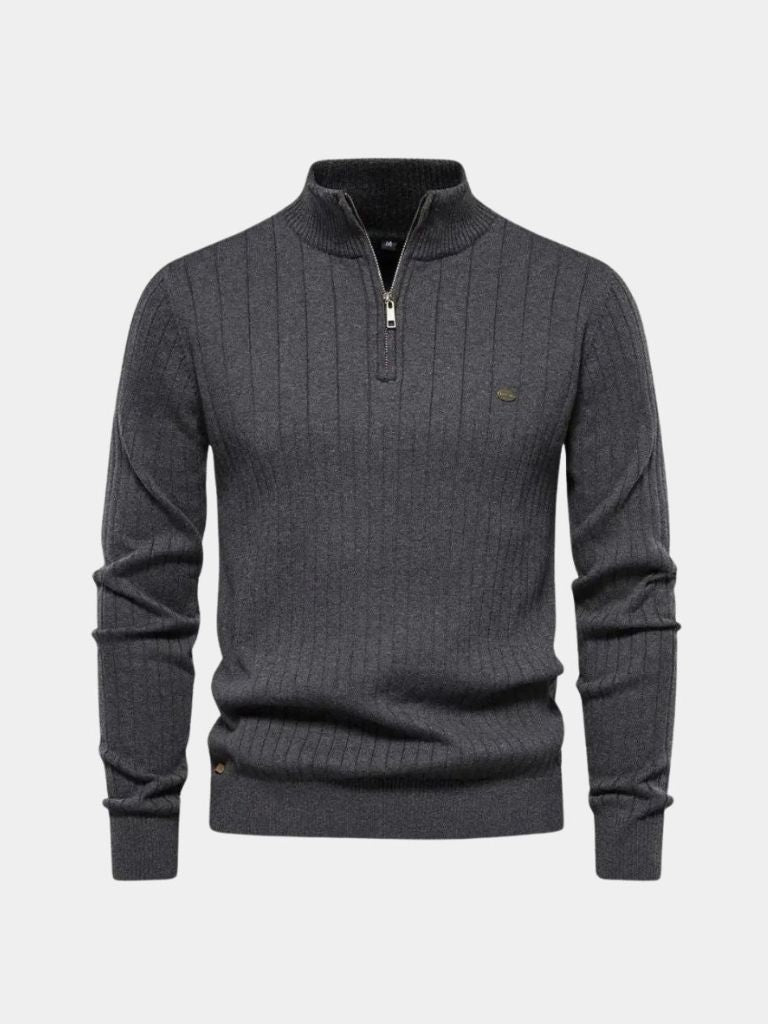 Men’s Knit Sweater – Cotton Vertical Stripes Casual Everyday Knitwear