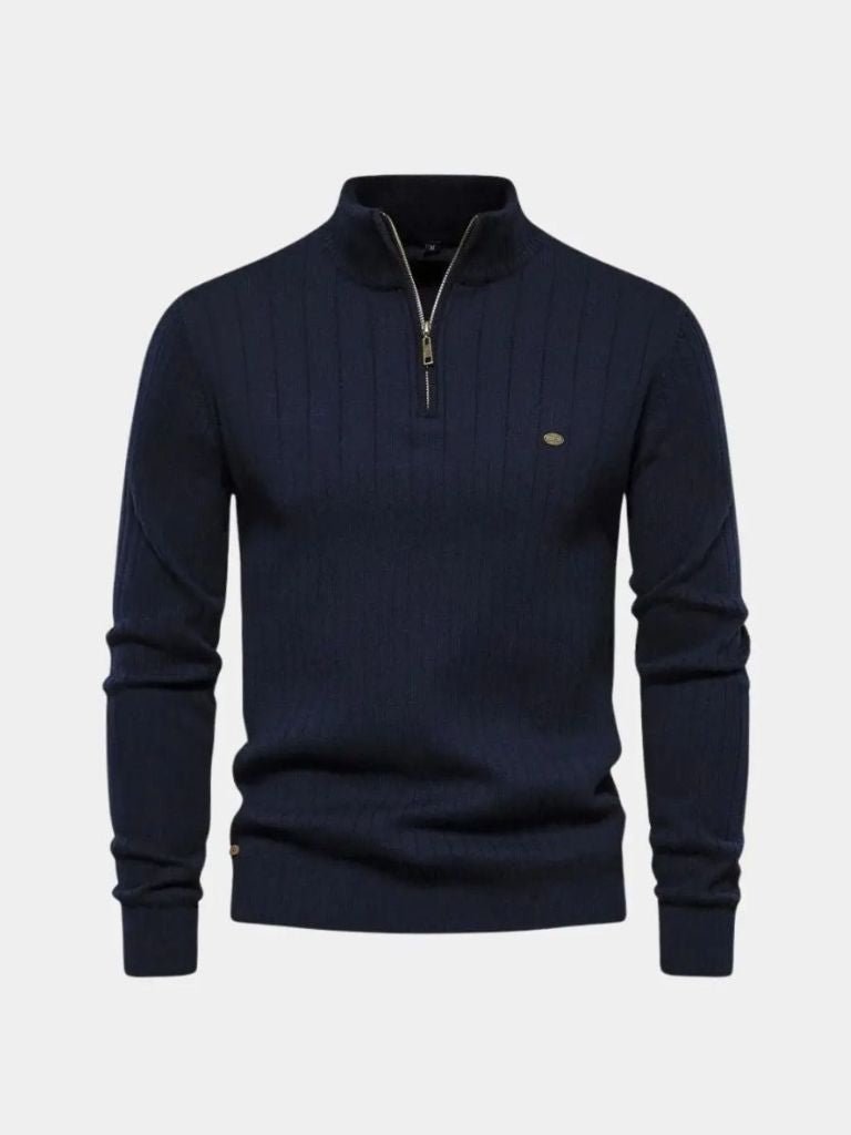 Men’s Knit Sweater – Cotton Vertical Stripes Casual Everyday Knitwear