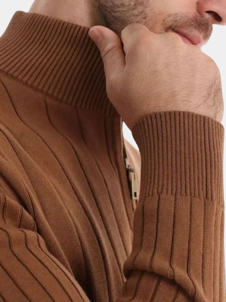 Men’s Knit Sweater – Cotton Vertical Stripes Casual Everyday Knitwear