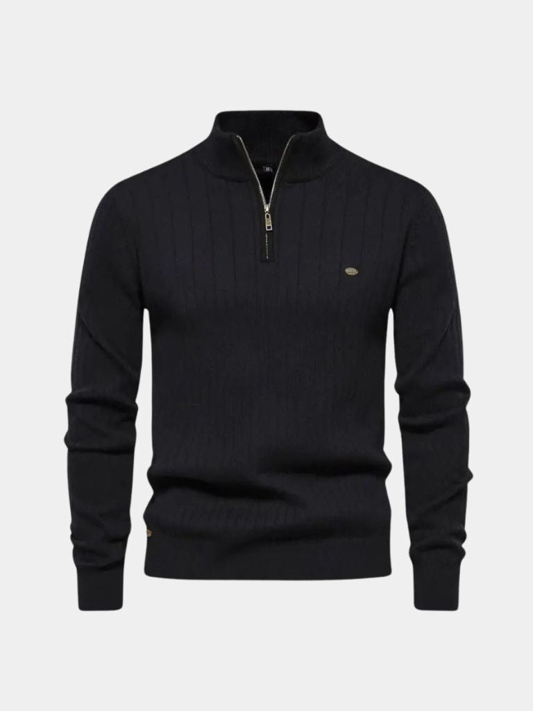 Men’s Knit Sweater – Cotton Vertical Stripes Casual Everyday Knitwear