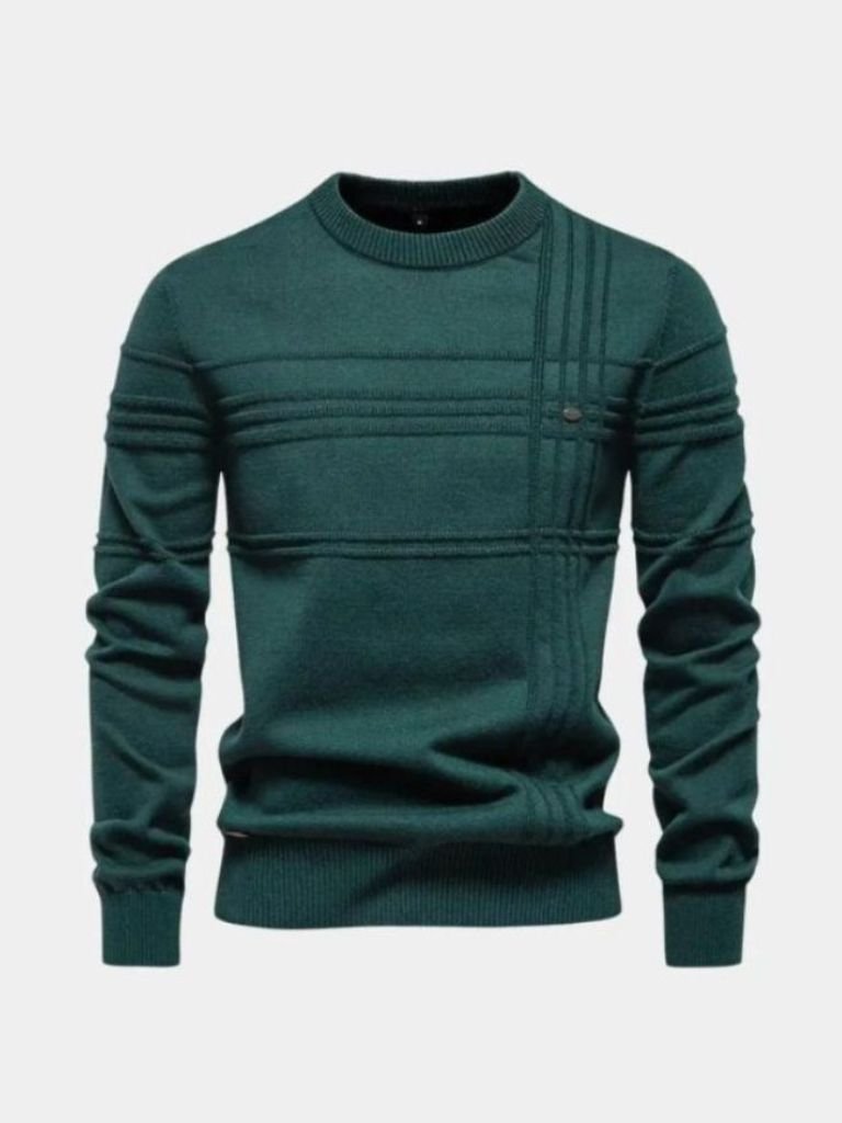 Men’s Knit Sweater – Cotton Knitted Stripped Casual Everyday Knitwear