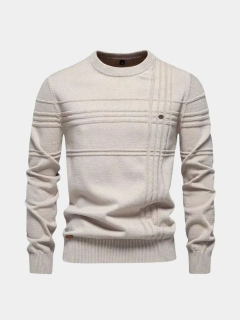 Men’s Knit Sweater – Cotton Knitted Stripped Casual Everyday Knitwear