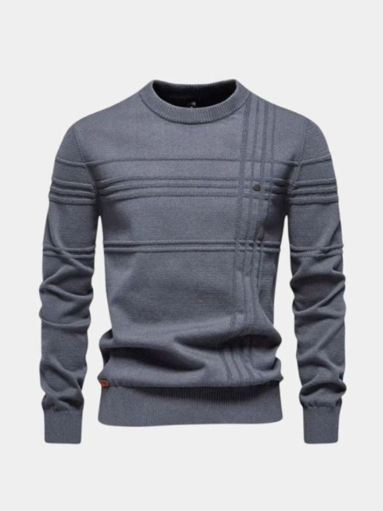 Men’s Knit Sweater – Cotton Knitted Stripped Casual Everyday Knitwear