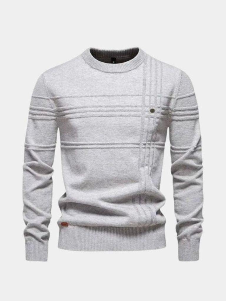 Men’s Knit Sweater – Cotton Knitted Stripped Casual Everyday Knitwear
