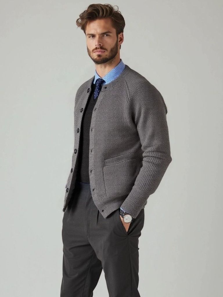 Men’s Cardigan Sweater – Essential Casual Everyday Knitwear