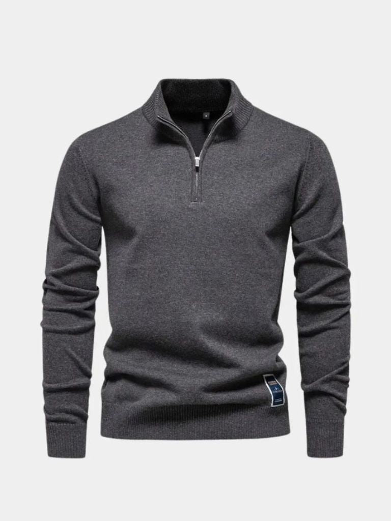 Men’s Knit Sweater – Essential Quarter Zip Casual Everyday Knitwear