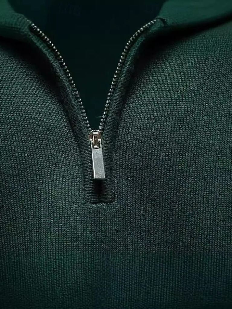 Men’s Knit Sweater – Essential Quarter Zip Casual Everyday Knitwear