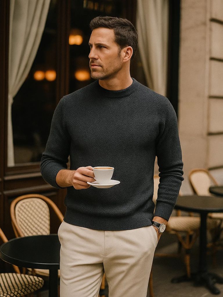 Men’s Knit Sweater – Essential Wool Casual Everyday Knitwear