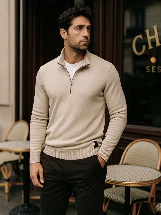 Men’s Knit Cardigan Sweater – Half Zip Knitwear Casual Everyday Knitwear