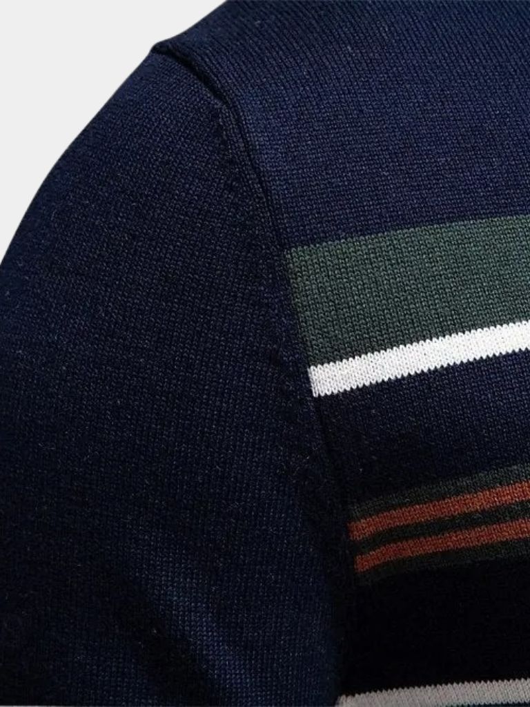 Men’s Knit Sweater – Striped Quarter Zip Casual Everyday Knitwear