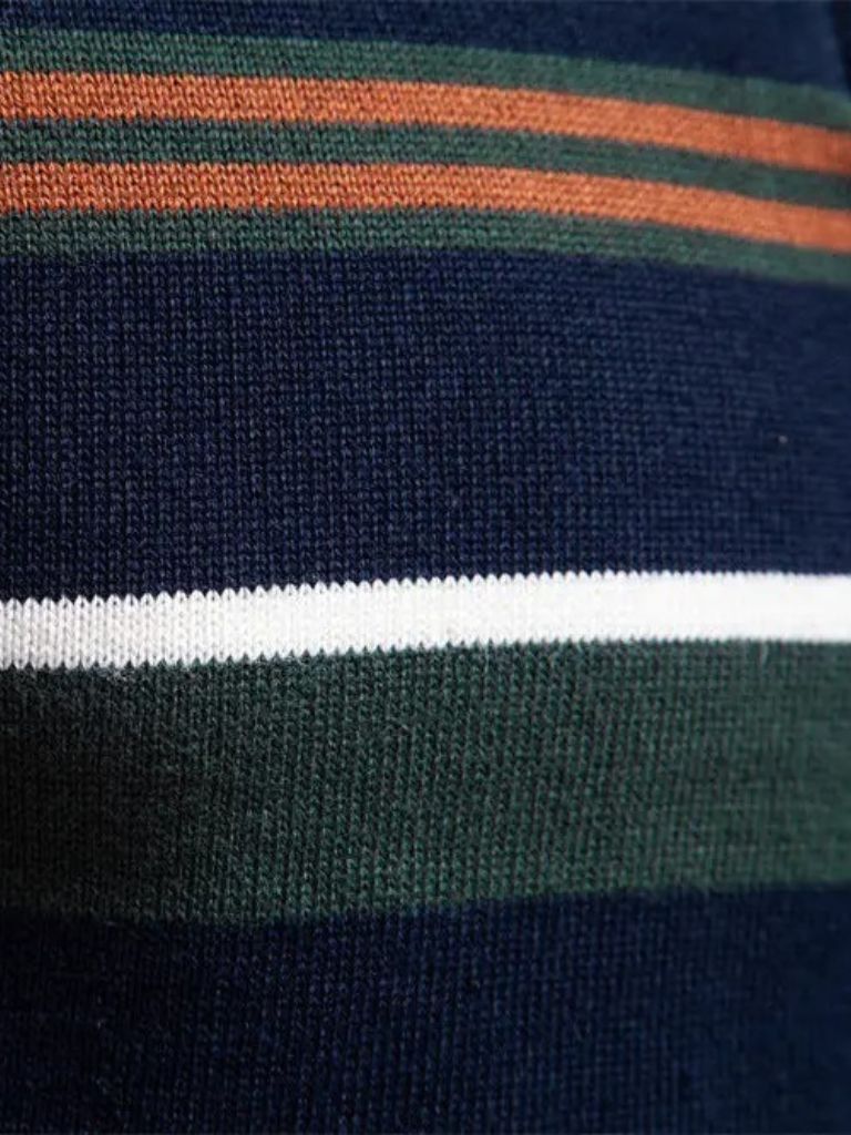 Men’s Knit Sweater – Striped Quarter Zip Casual Everyday Knitwear