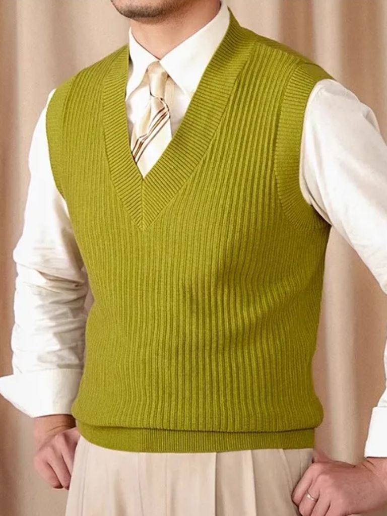 Men’s Knit Sweater – Vest Waistcoat Casual Everyday Knitwear