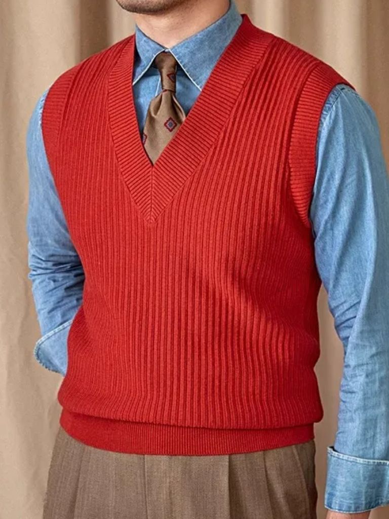 Men’s Knit Sweater – Vest Waistcoat Casual Everyday Knitwear