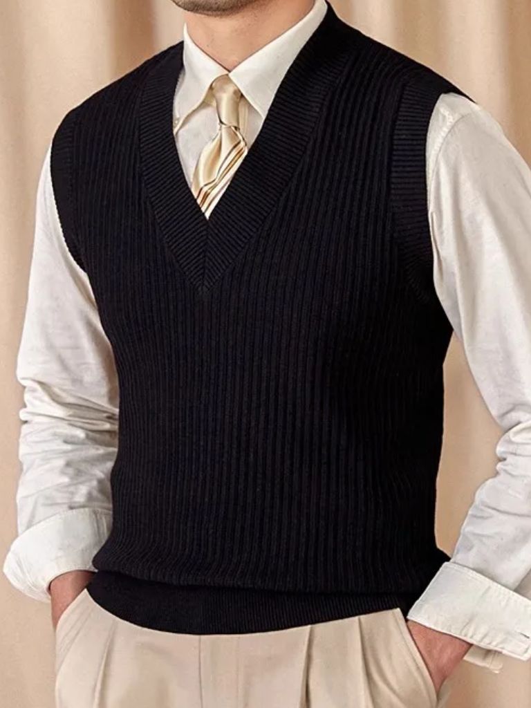 Men’s Knit Sweater – Vest Waistcoat Casual Everyday Knitwear