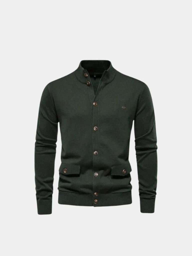 Men’s Cardigan Sweater – Knitted Stand Collar Casual Everyday Knitwear