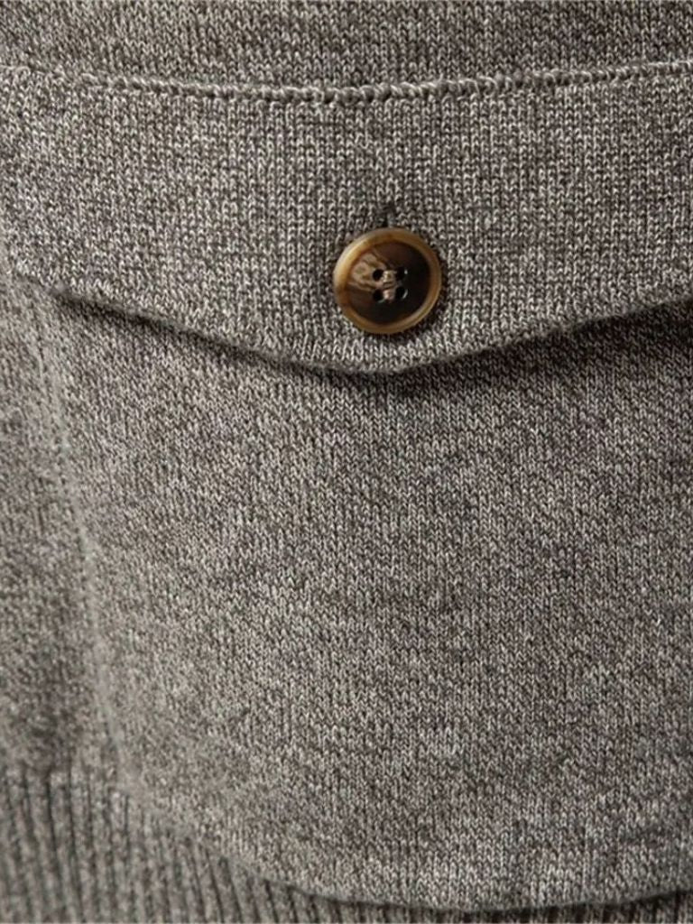 Men’s Cardigan Sweater – Knitted Stand Collar Casual Everyday Knitwear