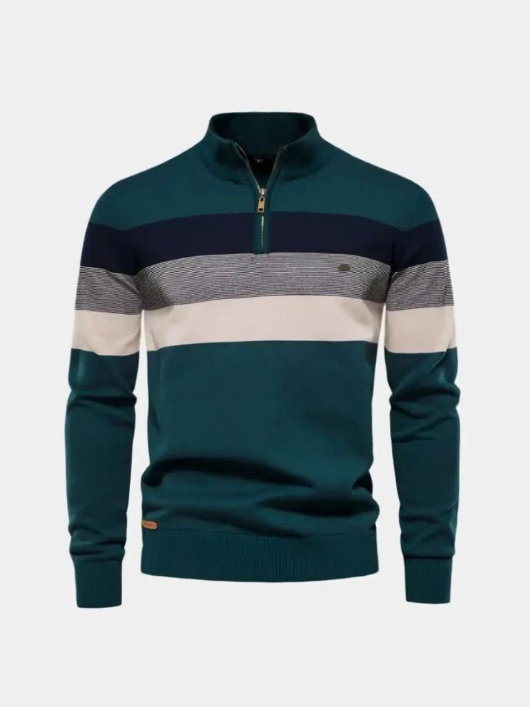 Men’s Knit Sweater – Minimalist High Collar Casual Everyday Knitwear