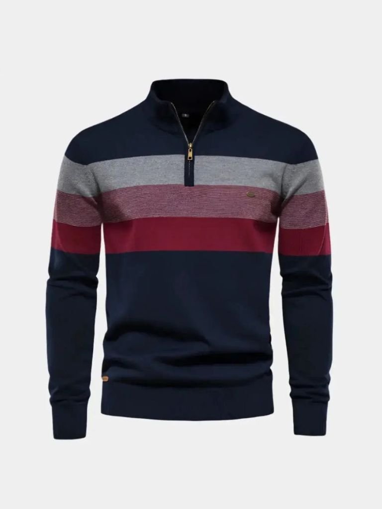 Men’s Knit Sweater – Minimalist High Collar Casual Everyday Knitwear
