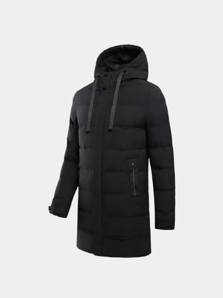 Men’s Puffer Jacket – Minimalist Long Quilted Winter Warmth