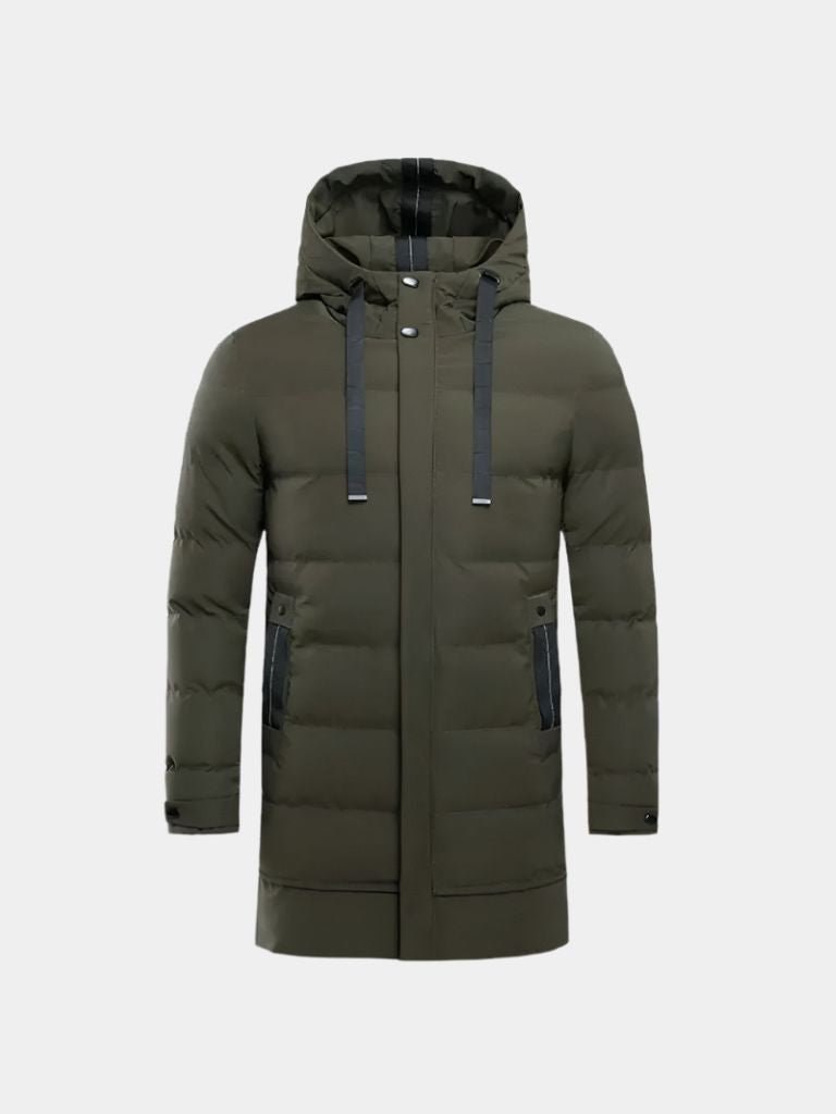 Men’s Puffer Jacket – Minimalist Long Quilted Winter Warmth
