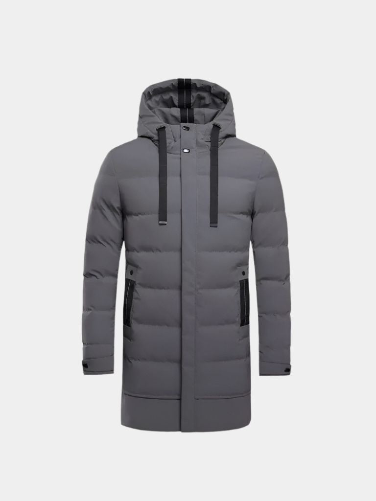 Men’s Puffer Jacket – Minimalist Long Quilted Winter Warmth