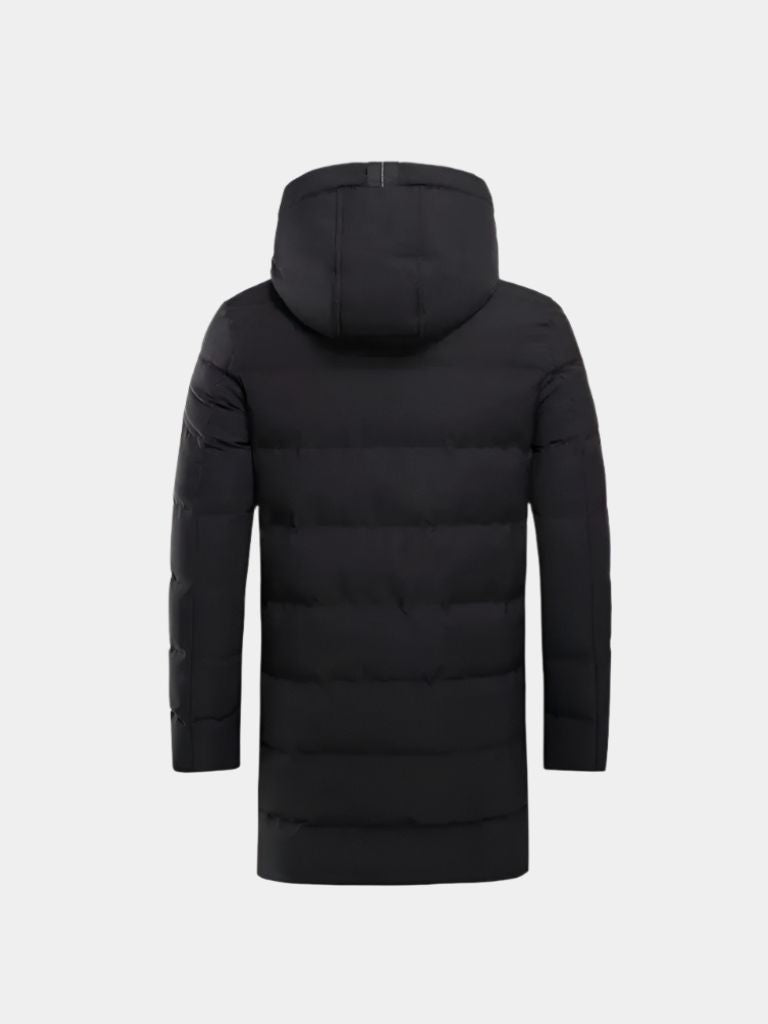Men’s Puffer Jacket – Minimalist Long Quilted Winter Warmth